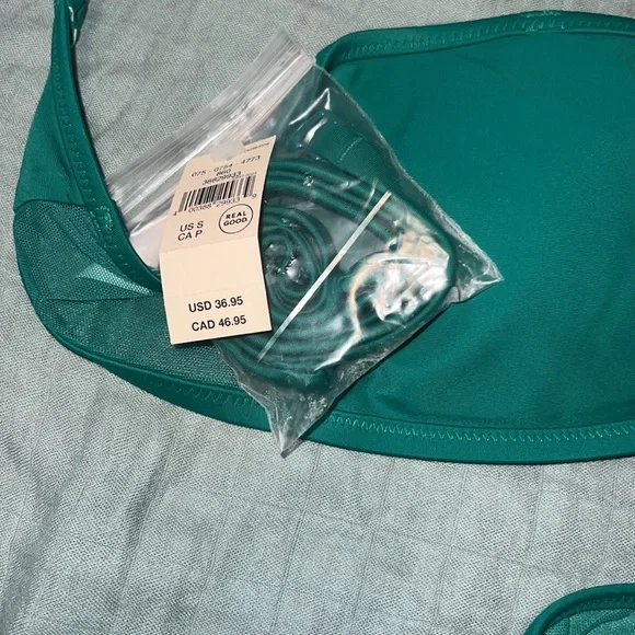 Aerie | NWT Mesh V-Wire Bandeau Bikini Top S, two bottoms size M - Picture 3 of 5